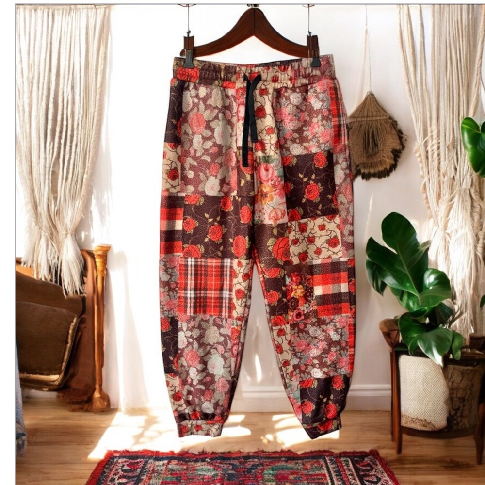 Gorgeous Rare Patchwork Textured Pant - JADED London -EUC -Sz L 😍-Boho-Festival